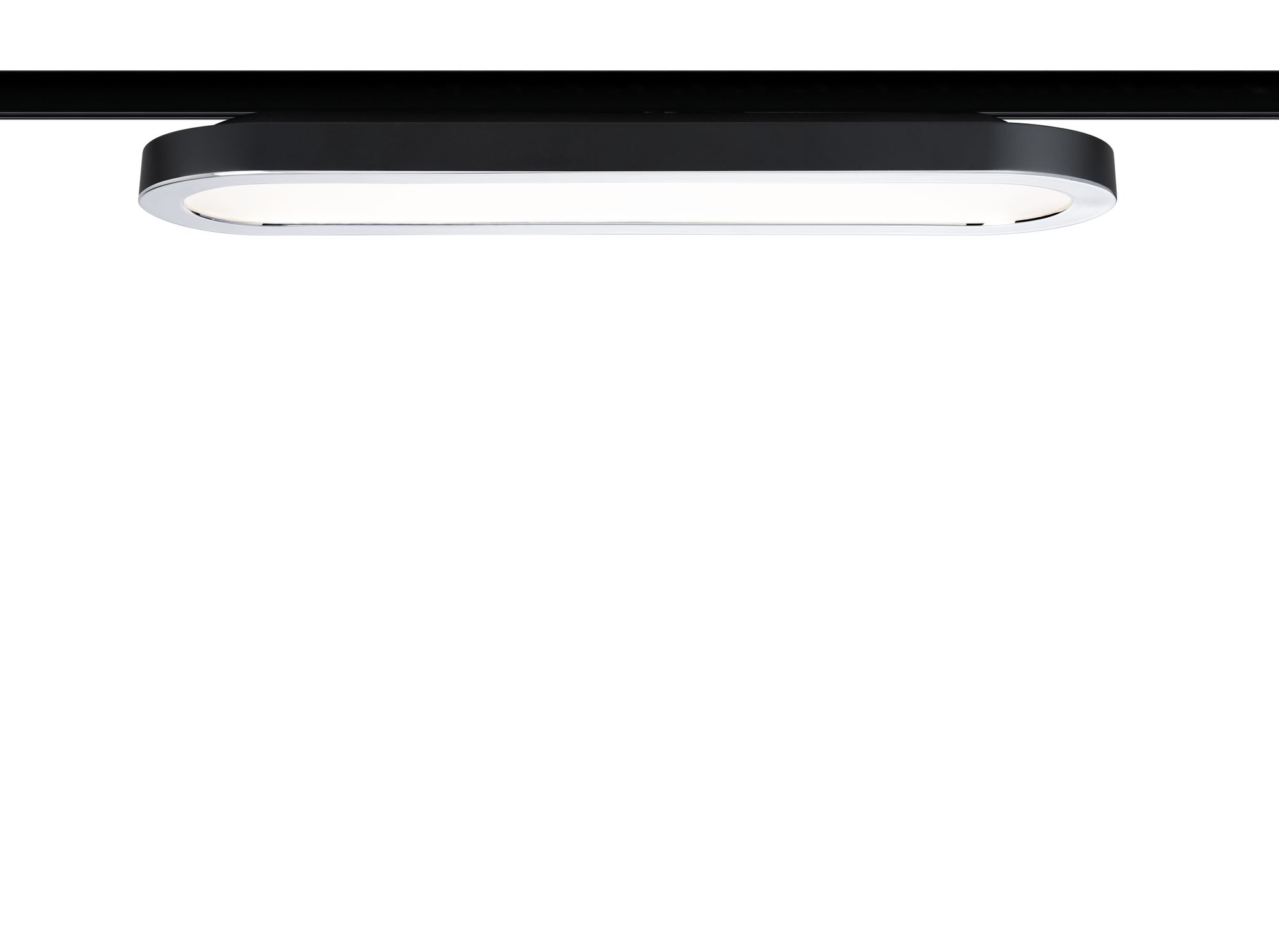 URail Panel Loop 480lm 7W 2700K 230V Black matt/Chrome Black oval LED ceiling light with white diffuser for modern interior lighting