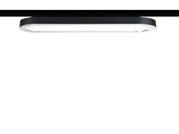 Schwarze LED-Deckenleuchte mit ovaler Form und weißem Diffusor für modernes Raumlicht