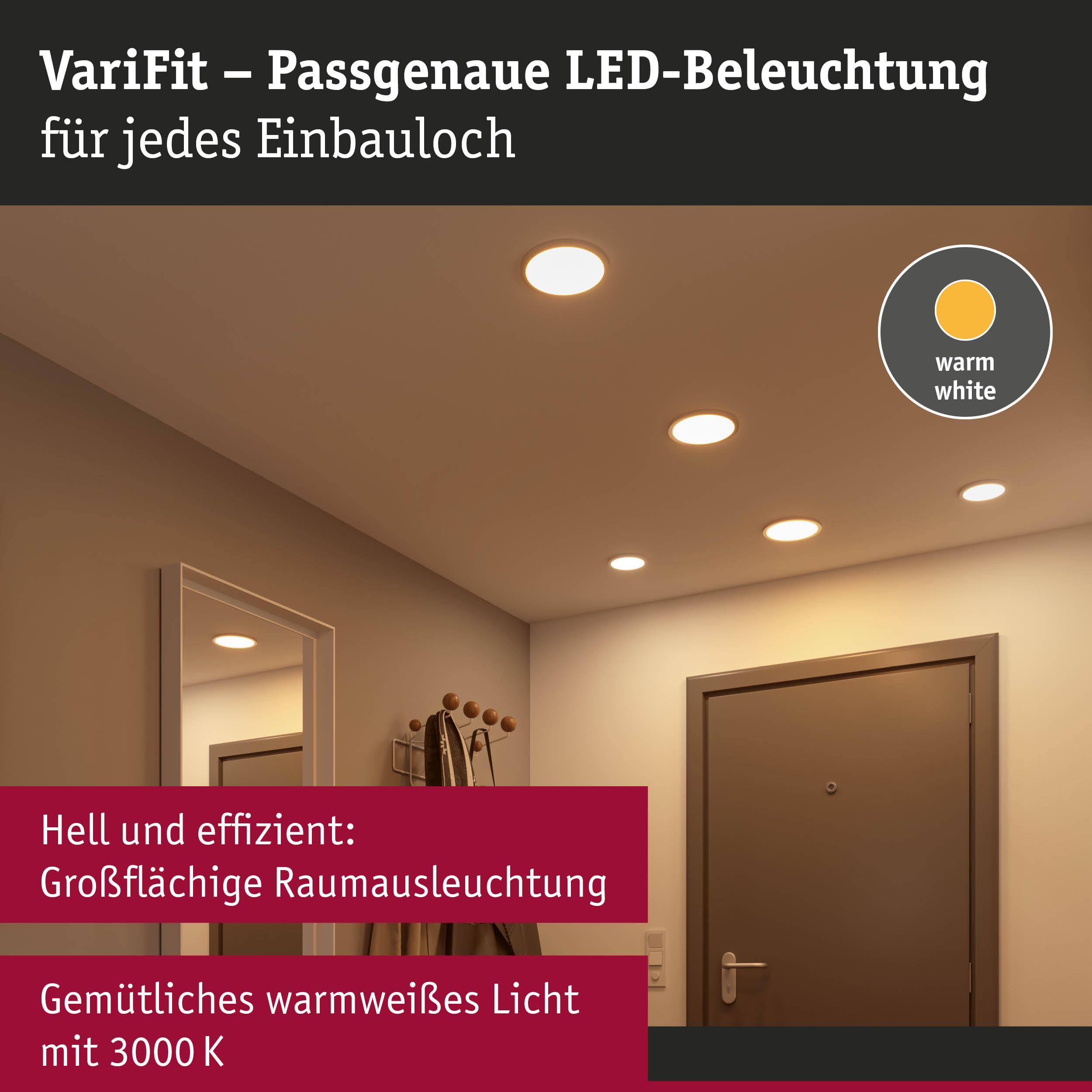 VariFit LED-Einbauleuchten mit warmweißem Licht für effiziente Raumbeleuchtung im Flur
