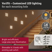 VariFit warm white LED wall lights with 3-step dimming for stairway and hallway illumination