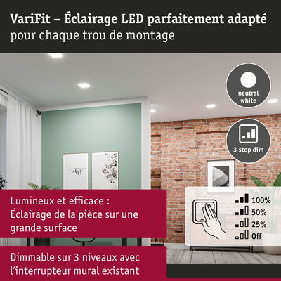 Éclairage LED blanc neutre avec gradation en 3 niveaux pour une lumière efficace et lumineuse