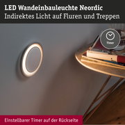 Runde LED-Wandeinbauleuchte Nordic mit indirektem warmweißem Licht und Timerfunktion für Flur und Treppe