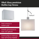 Modern grijze stoffen lampenkap Verona met rechthoekig ontwerp en pendelophanging