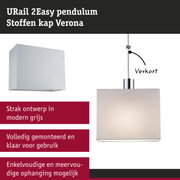 Moderne URail 2Easy hanglamp met grijze stoffen kap en verstelbare lengte voor woonruimtes