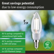 Energy-saving LED candle bulb with clear glass and E14 base for efficient lighting