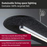 Sustainable ceiling light with black recycled felt and integrated LED for eco-friendly lighting