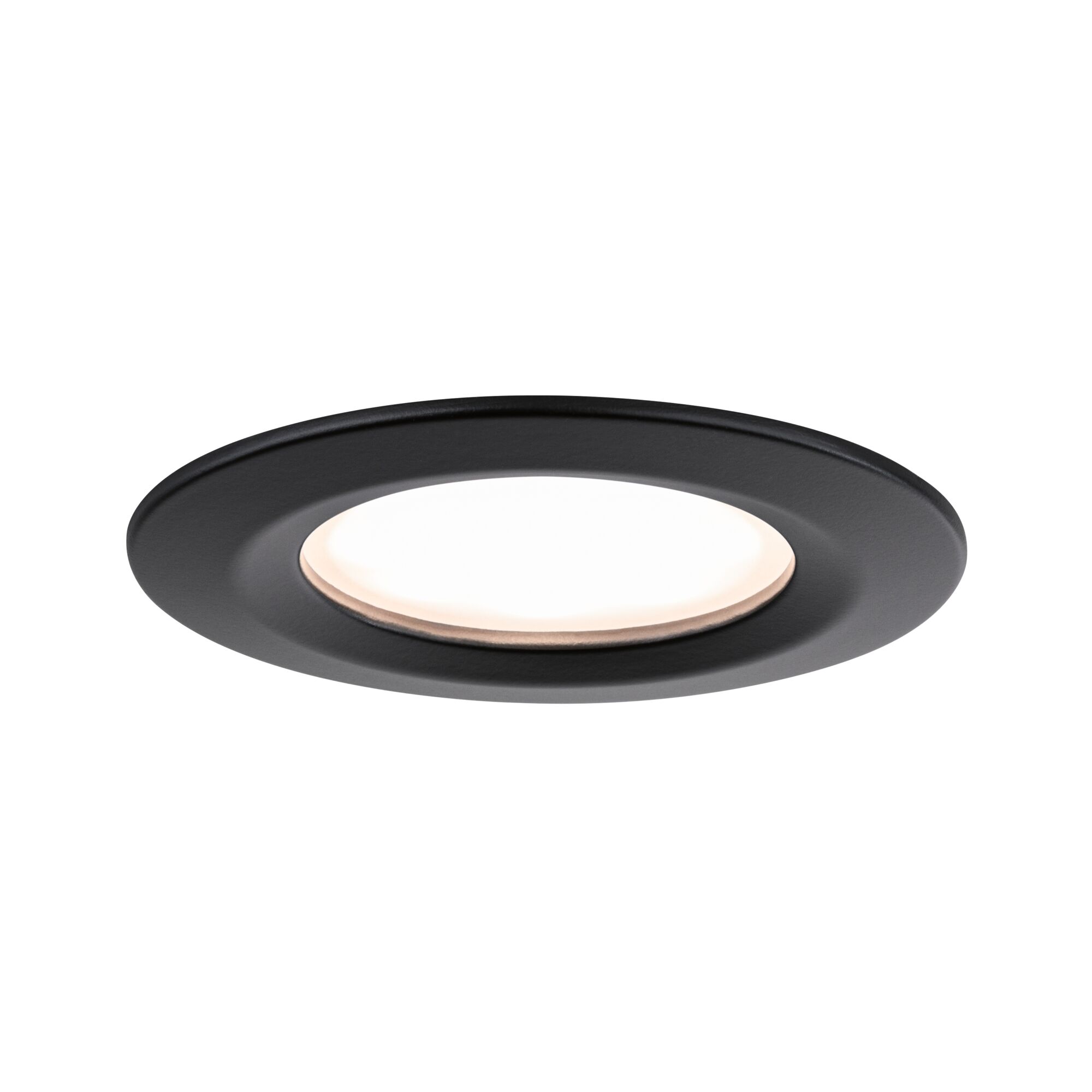 Round black LED recessed light with warm white illumination for modern room lighting