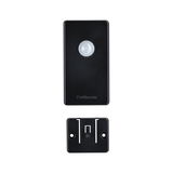 Black plastic motion sensor with mounting bracket for smart lighting control