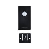 Black plastic motion sensor with mounting bracket for smart lighting control