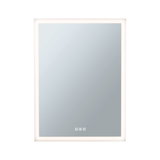 Rectangular bathroom mirror with white LED lighting and touch sensor for modern bathroom decor
