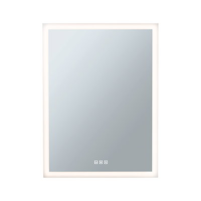 Rechteckiger Badezimmerspiegel mit LED-Beleuchtung und Touch-Sensor in Weiß für modernes Bad
