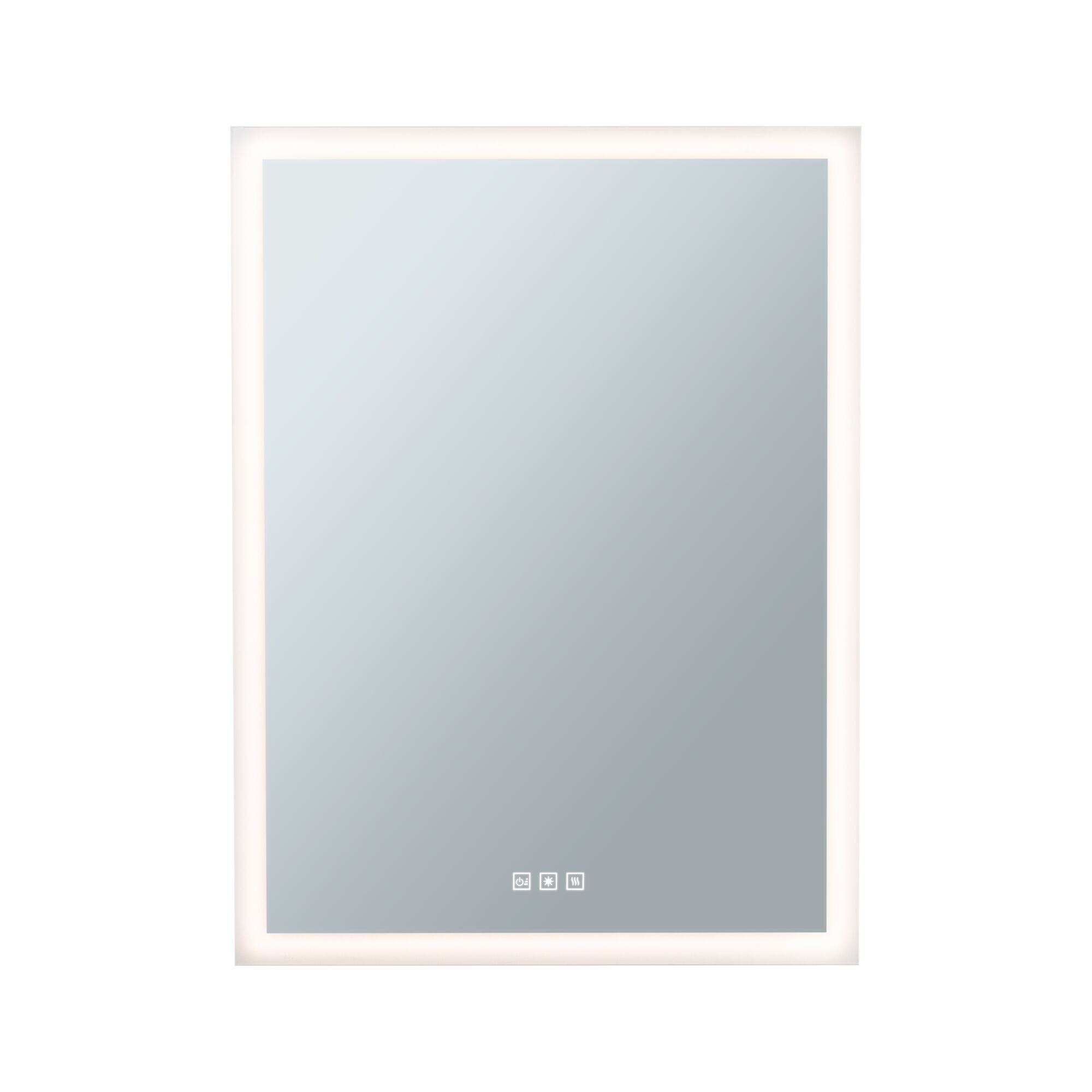 Miroir carré avec cadre LED blanc et capteurs tactiles pour éclairage de salle de bain