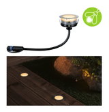 Rundes LED-Einbauleuchte mit schwarzem Kabel und warmweißem Licht für Garten- und Terrassenbeleuchtung