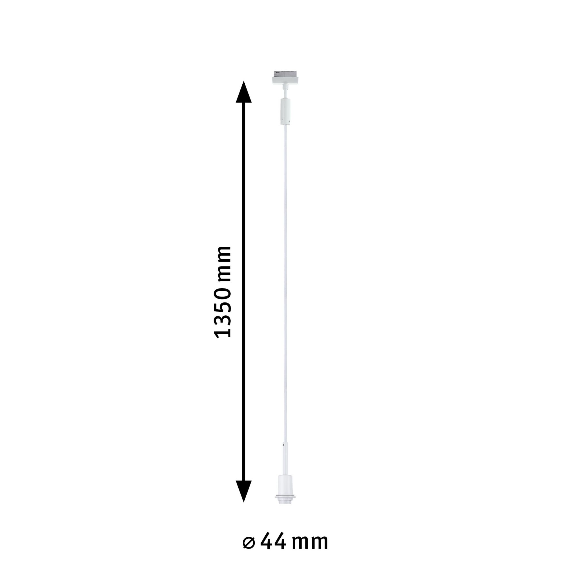 Weißes Kabel mit Fassung und Anschlussstück, Länge 1350 mm, Durchmesser 44 mm, Beleuchtung Zubehör