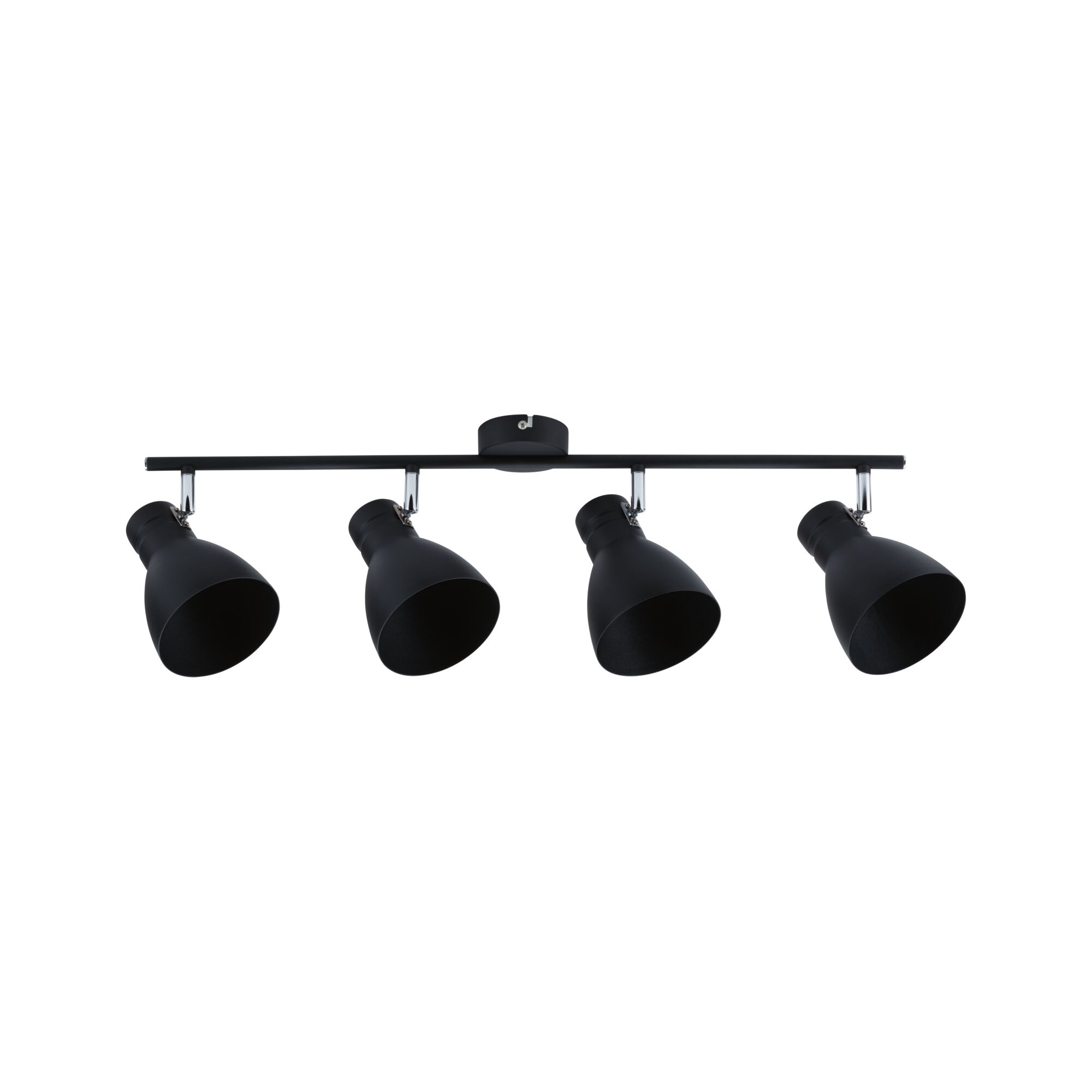 Spot noir à quatre lampes en métal avec têtes réglables pour éclairage intérieur moderne