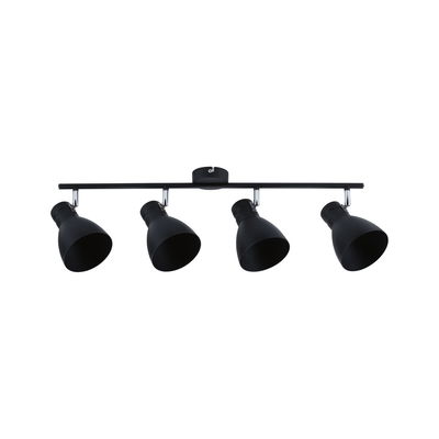 Spot noir à quatre lampes en métal avec têtes réglables pour éclairage intérieur moderne