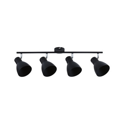 Spot noir à quatre lampes en métal avec têtes réglables pour éclairage intérieur moderne