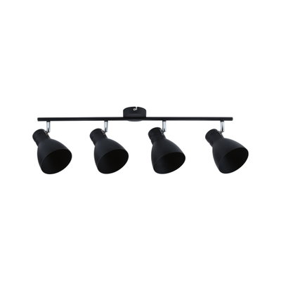 Spot noir à quatre lampes en métal avec têtes réglables pour éclairage intérieur moderne