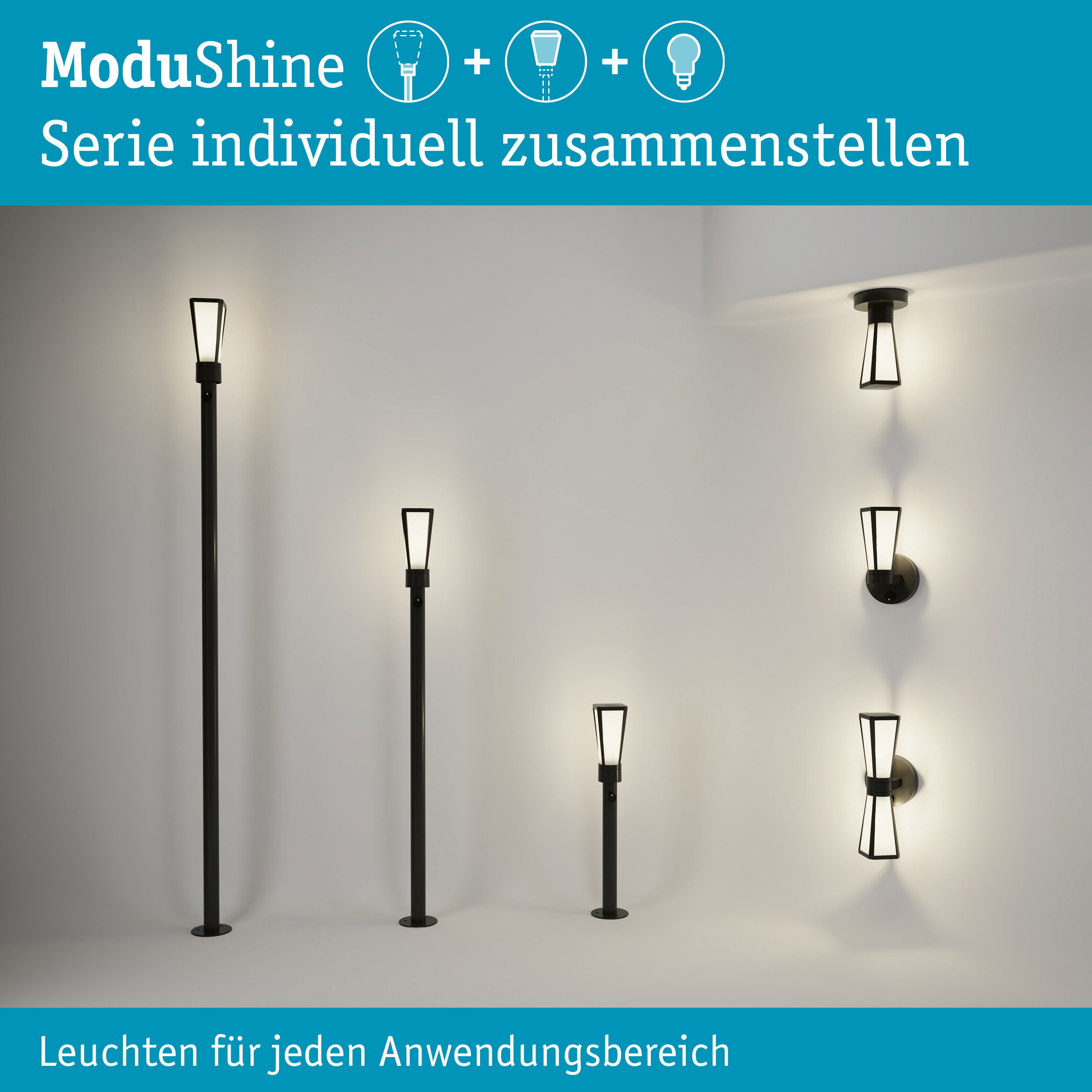 ModuShine Schirm Mavira IP44 eckig Anthrazit/Klar
