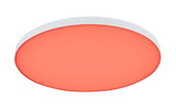 Round LED ceiling light with white frame and red illumination for modern interiors