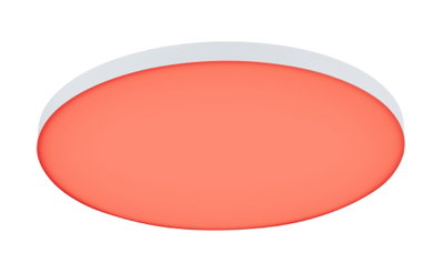 Plafonnier LED rond avec cadre blanc et lumière rouge pour intérieurs modernes