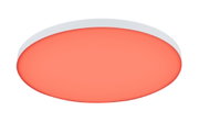 Round LED ceiling light with white frame and warm red glow for modern home lighting
