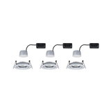 Trois spots encastrés LED blancs en métal avec câble de connexion noir pour éclairage moderne