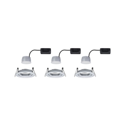 Trois spots encastrés LED blancs en métal avec câble de connexion noir pour éclairage moderne