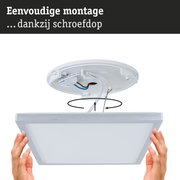 Witte vierkante LED-plafondlamp met eenvoudige montage op schroefdoos en kabelverbinding