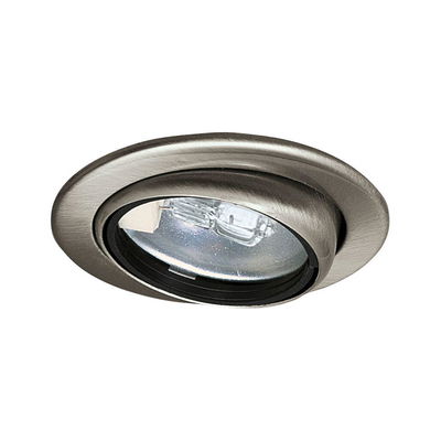 Spot encastré rond orientable en métal brossé argenté pour éclairage d'accentuation