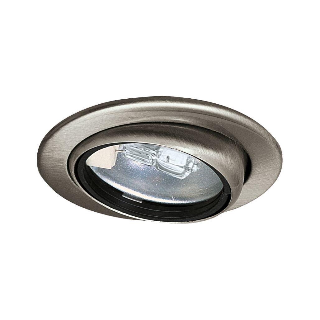 Encastrés meubles Micro Line Swivel orientable rond 69mm max. 20W 12V gradable Acier brossé Spot encastré rond orientable en métal brossé argenté pour éclairage d'accentuation