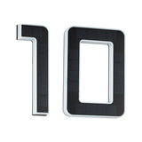 House number 10 with black solar panels and white frame for energy-efficient outdoor lighting