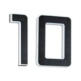 House number 10 with black solar panels and white frame for energy-efficient outdoor lighting