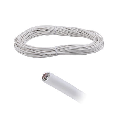 White electrical cable with copper strands, insulated for wiring and lighting installations