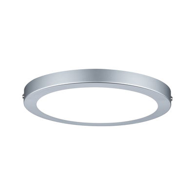 Plafonnier LED rond en aluminium argenté avec diffuseur blanc pour éclairage moderne
