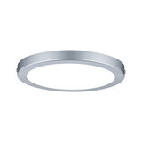 Round LED ceiling light in silver aluminum with white diffuser for modern room lighting