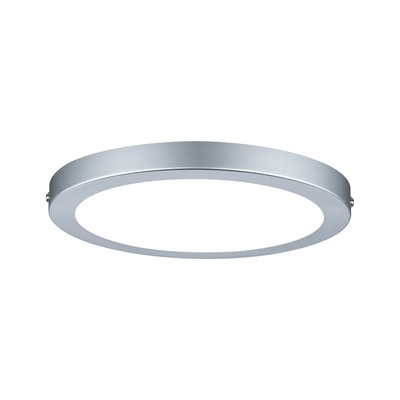 Round LED ceiling light in silver aluminum with white diffuser for modern room lighting