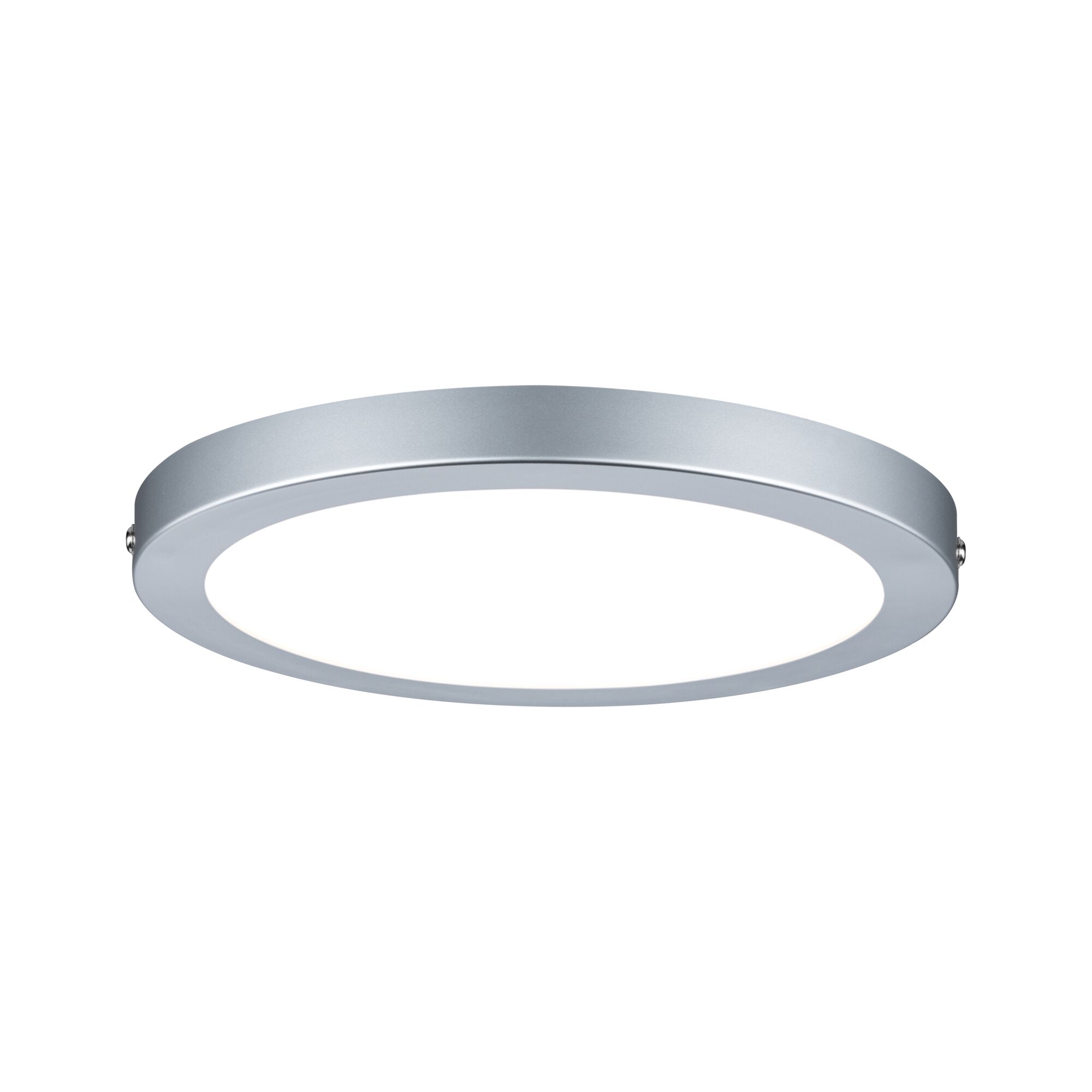 Rundes LED-Deckenlicht aus silbernem Aluminium mit weißem Diffusor für moderne Raumbeleuchtung