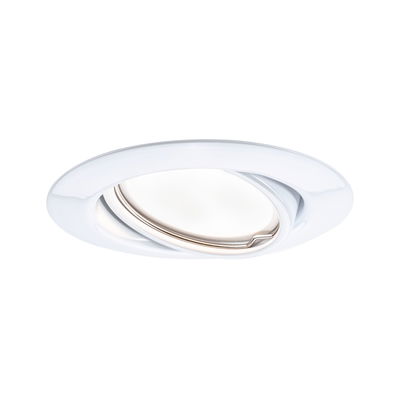 Weißer Einbaustrahler aus Kunststoff mit schwenkbarem Einsatz für flexible LED-Beleuchtung