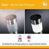 Lampe solaire en acier inoxydable avec diffuseur blanc et charge de 6-8 heures par rayonnement solaire