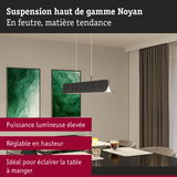 Suspension Noyan en feutre gris foncé, réglable en hauteur, parfaite pour éclairer la table à manger