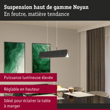 Suspension Noyan en feutre gris foncé, réglable en hauteur, parfaite pour éclairer la table à manger