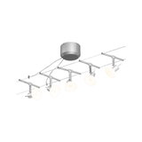 Projecteur sur câble moderne avec cinq lampes LED blanches en métal pour éclairage flexible