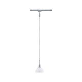 Modern pendant light with white glass and silver metal for track lighting system