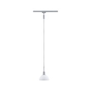 Modern pendant light with white glass and silver metal for track lighting system