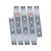 Flexibler LED-Streifen mit weißen LEDs auf silberner Platine für energiesparende Beleuchtung