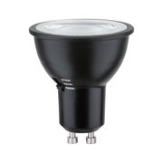 Schwarze LED-Reflektorlampe mit GU10-Sockel und einstellbarer Farbtemperatur 2700K bis 4000K