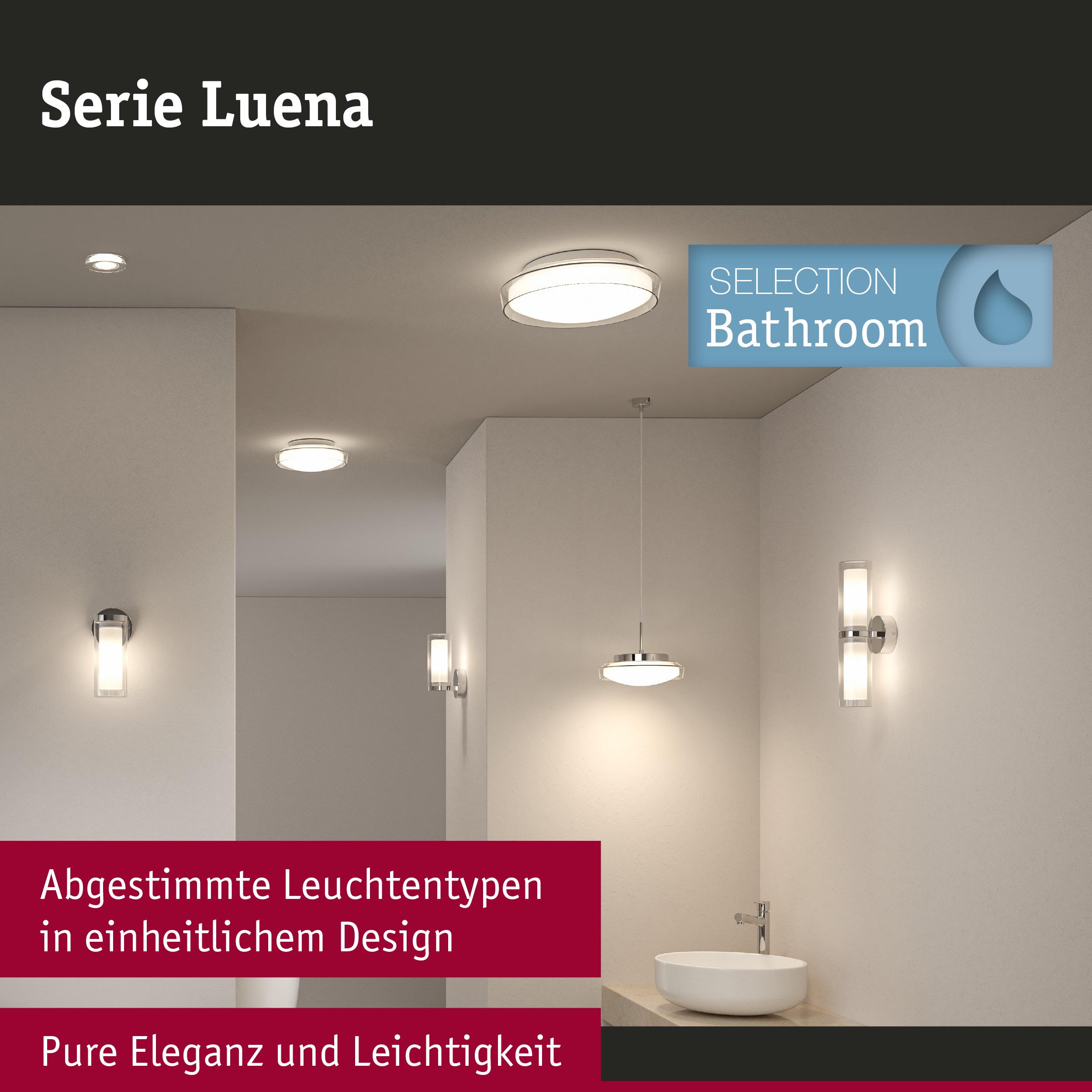 Serie Luena Badezimmerleuchten in einheitlichem Design aus Chrom und Glas für elegante Raumbeleuchtung