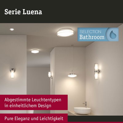 Serie Luena Badezimmerleuchten in einheitlichem Design aus Chrom und Glas für elegante Raumbeleuchtung