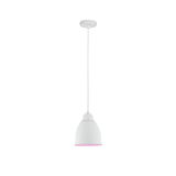 Suspension en métal blanc avec accent lumineux rose pour éclairage intérieur moderne